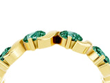 Yellow gold Five-Stone Round Green Sapphire Wave Band with Shared Prong Setting_10