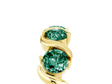 Yellow gold Five-Stone Round Green Sapphire Wave Band with Shared Prong Setting_11