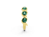 Yellow gold Five-Stone Round Green Sapphire Wave Band with Shared Prong Setting_8