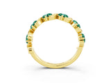 Yellow gold Five-Stone Round Green Sapphire Wave Band with Shared Prong Setting_9