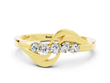 Yellow gold Five-Stone Round Moissanite Crossover Band with Prong Setting_18