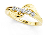 Yellow gold Five-Stone Round Moissanite Crossover Band with Prong Setting_19