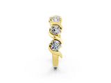 Yellow gold Five-Stone Round Moissanite Wave Band with Shared Prong Setting_8