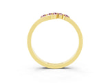 Yellow gold Five-Stone Round Morganite Crossover Band with Prong Setting_21