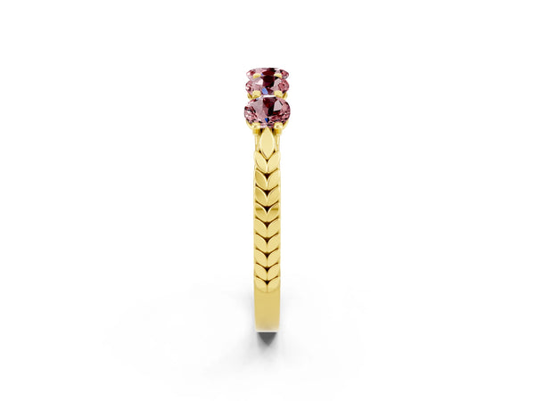 Yellow gold Five-Stone Round Morganite Prong-Set Band