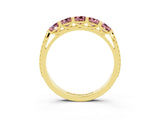 Yellow gold Five-Stone Round Morganite Prong-Set Band_21