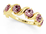 Yellow gold Five-Stone Round Morganite Wave Band with Shared Prong Setting_7