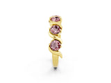 Yellow gold Five-Stone Round Morganite Wave Band with Shared Prong Setting_8