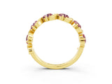 Yellow gold Five-Stone Round Morganite Wave Band with Shared Prong Setting_9