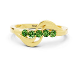 Yellow gold Five-Stone Round Peridot Crossover Band with Prong Setting_18