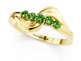 Yellow gold Five-Stone Round Peridot Crossover Band with Prong Setting_19