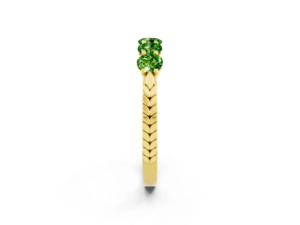 Yellow gold Five-Stone Round Peridot Prong-Set Band
