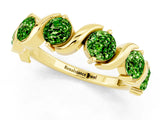 Yellow gold Five-Stone Round Peridot Wave Band with Shared Prong Setting_7