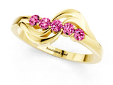 Yellow gold Five-Stone Round Pink Sapphire Crossover Band with Prong Setting_19