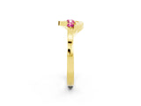 Yellow gold Five-Stone Round Pink Sapphire Crossover Band with Prong Setting_20