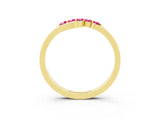 Yellow gold Five-Stone Round Pink Sapphire Crossover Band with Prong Setting_21