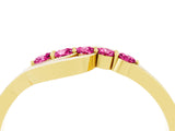 Yellow gold Five-Stone Round Pink Sapphire Crossover Band with Prong Setting_22