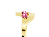 Yellow gold Five-Stone Round Pink Sapphire Crossover Band with Prong Setting_23