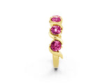 Yellow gold Five-Stone Round Pink Sapphire Wave Band with Shared Prong Setting_8