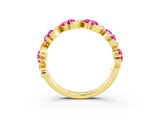 Yellow gold Five-Stone Round Pink Sapphire Wave Band with Shared Prong Setting_9