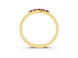 Yellow gold Five-Stone Round Ruby Crossover Band with Prong Setting_21