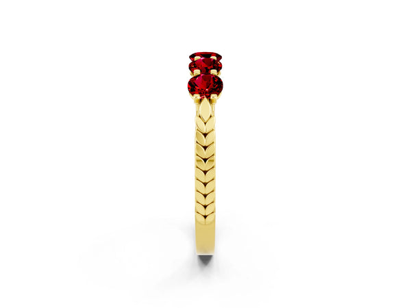 Yellow gold Five-Stone Round Ruby Prong-Set Band