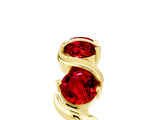 Yellow gold Five-Stone Round Ruby Wave Band with Shared Prong Setting_11