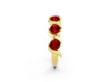 Yellow gold Five-Stone Round Ruby Wave Band with Shared Prong Setting_8