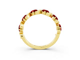 Yellow gold Five-Stone Round Ruby Wave Band with Shared Prong Setting_9