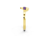 Yellow gold Five-Stone Round Tanzanite Crossover Band with Prong Setting_20