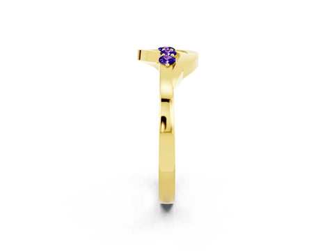Yellow gold Five-Stone Round Tanzanite Crossover Band with Prong Setting_20