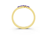 Yellow gold Five-Stone Round Tanzanite Crossover Band with Prong Setting_21