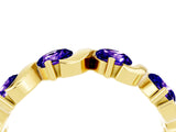 Yellow gold Five-Stone Round Tanzanite Wave Band with Shared Prong Setting_10