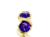 Yellow gold Five-Stone Round Tanzanite Wave Band with Shared Prong Setting_11