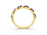 Yellow gold Five-Stone Round Tanzanite Wave Band with Shared Prong Setting_9
