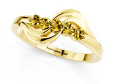 Yellow gold Five-Stone Round Yellow Sapphire Crossover Band with Prong Setting_19