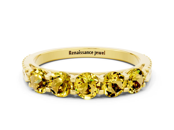 Yellow gold Five-Stone Round Yellow Sapphire Prong-Set Band