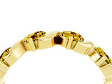 Yellow gold Five-Stone Round Yellow Sapphire Wave Band with Shared Prong Setting_10