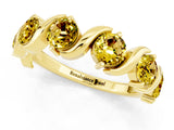 Yellow gold Five-Stone Round Yellow Sapphire Wave Band with Shared Prong Setting_7