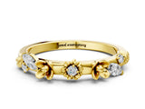 Yellow gold Floral Diamond Band with Round and Marquise Stones, White Gold, Prong Setting_4