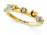 Yellow gold Floral Diamond Band with Round and Marquise Stones, White Gold, Prong Setting_5
