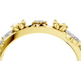 Yellow gold Floral Diamond Band with Round and Marquise Stones, White Gold, Prong Setting_8