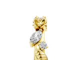 Yellow gold Floral Diamond Band with Round and Marquise Stones, White Gold, Prong Setting_9