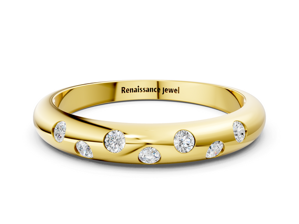 Yellow gold Round Diamond Flush-Set Comfort Fit Band
