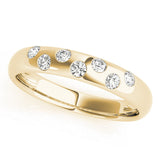 14K Yellow Gold Flush Set Round Diamond Comfort Fit Band