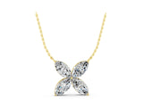 Yellow gold Four-Prong Marquise Diamond Flower Pendant_30