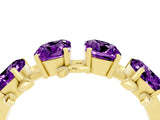 Yellow gold Four-Stone Elongated Cushion Amethyst Band with Nature-Inspired Prong Setting_10
