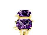 Yellow gold Four-Stone Elongated Cushion Amethyst Band with Nature-Inspired Prong Setting_11