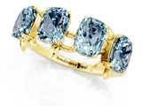 Yellow gold Four-Stone Elongated Cushion Aquamarine Band with Nature-Inspired Prong Setting_7