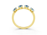 Yellow gold Four-Stone Elongated Cushion Aquamarine Band with Nature-Inspired Prong Setting_9